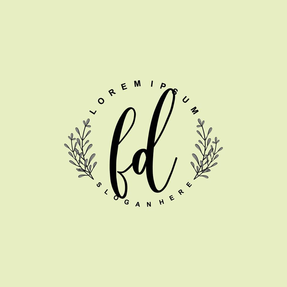 FD Initial beauty floral logo template vector