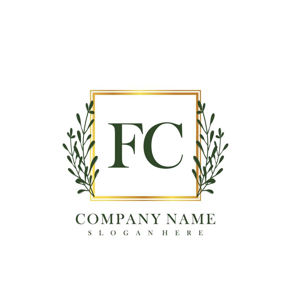fc inicial belleza floral logo modelo vector