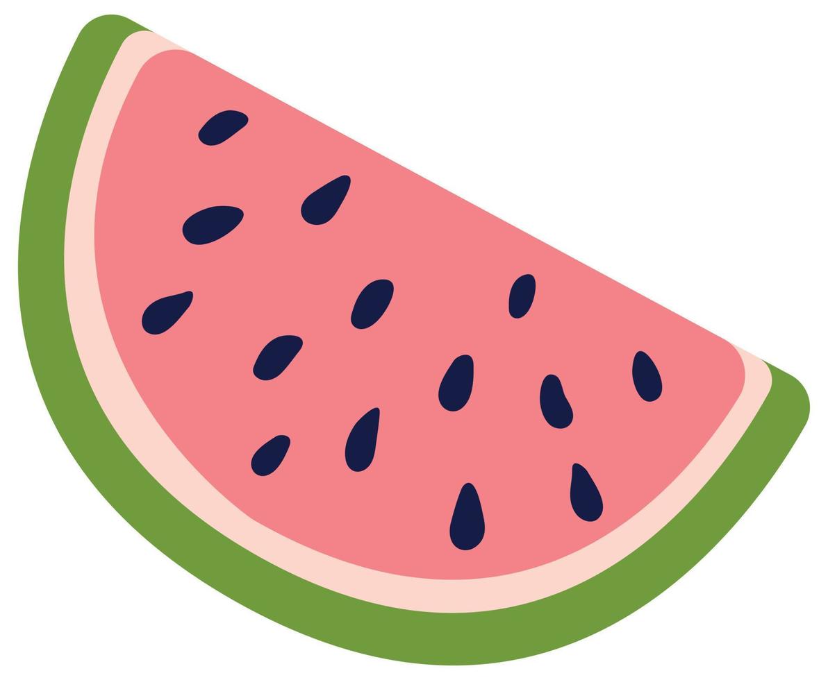 Hand-drawn slice of watermelon. White background, isolate. Vector illustration.