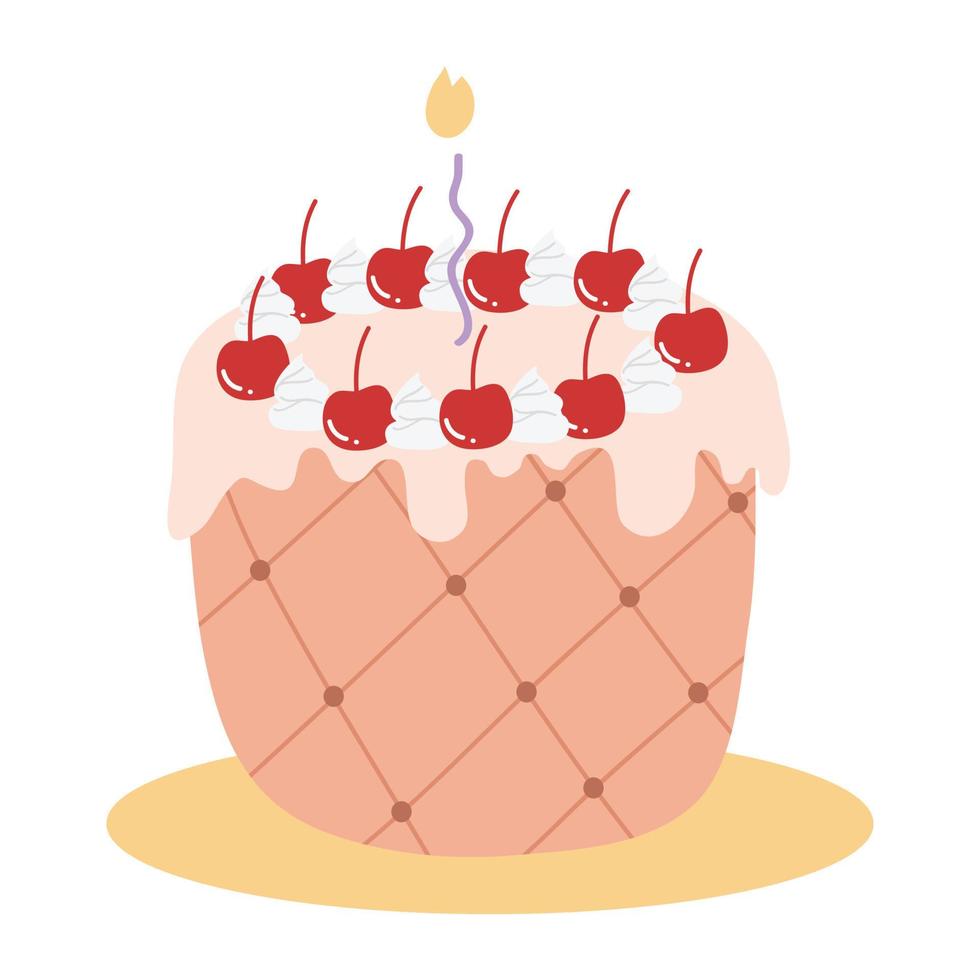 Birthday Cake Cartoon Illustration. Doodle cake, cupcake for a happy birthday celebration vector