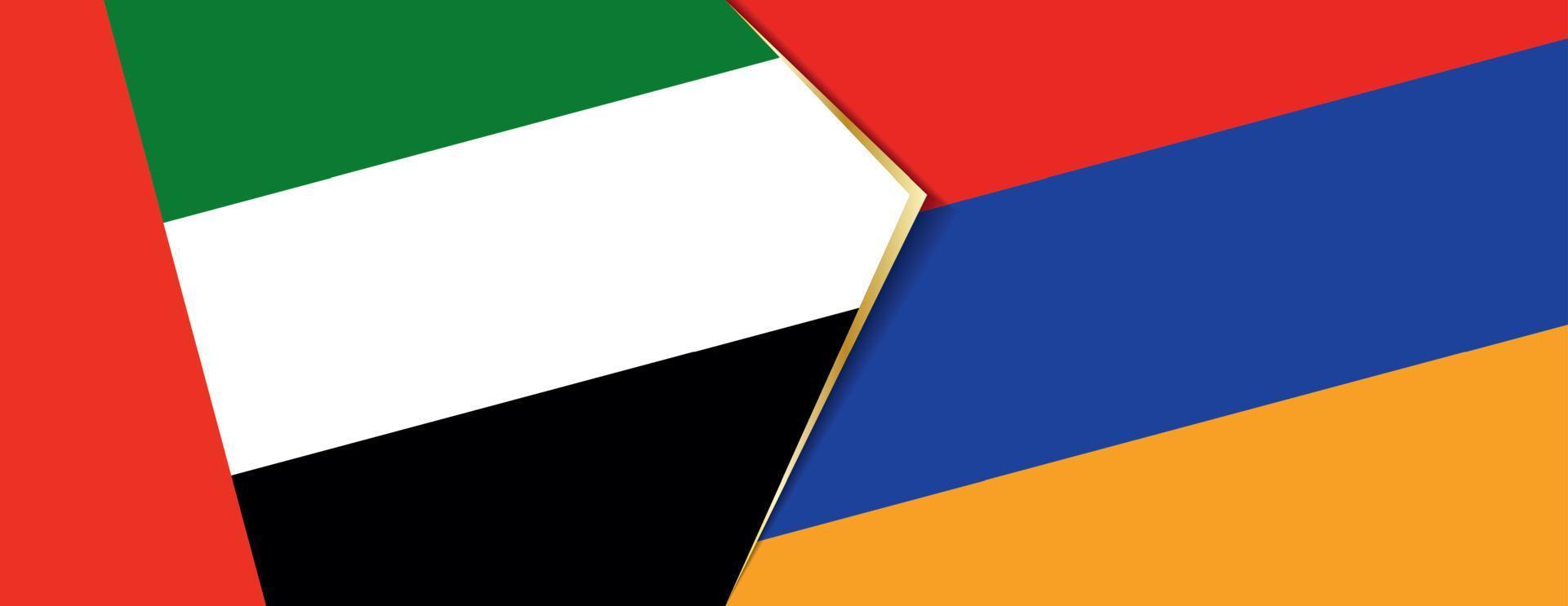 unido árabe emiratos y Armenia banderas, dos vector banderas