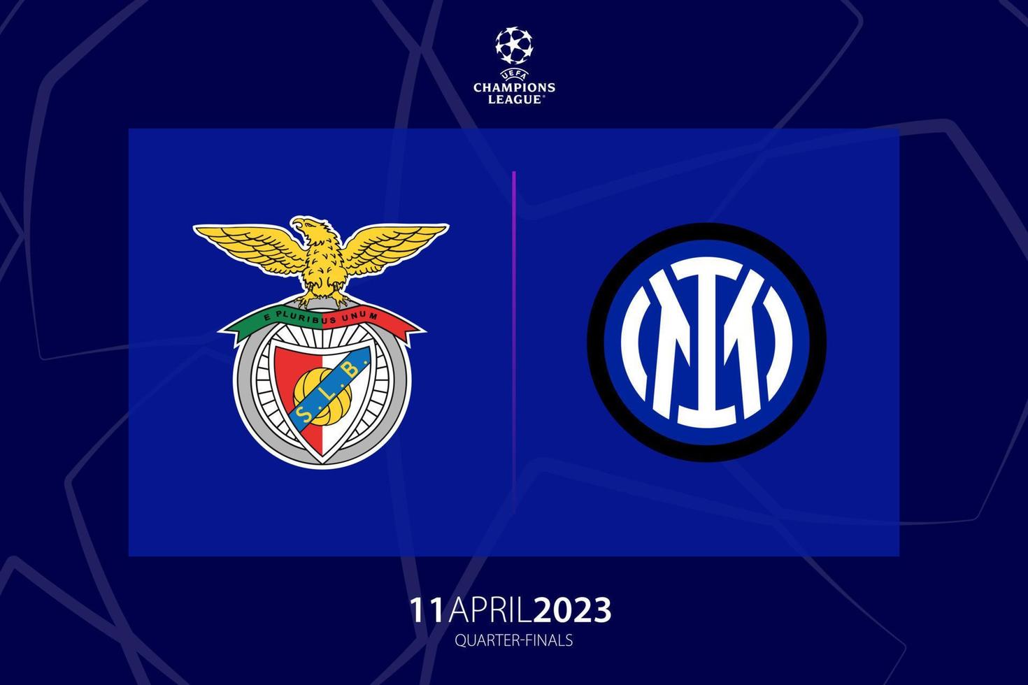 uefa campeones liga 2023 cuartos de final Entre benfica versus enterrar Milán, juego uno. tiflis, Georgia - abril 06, 2023. vector