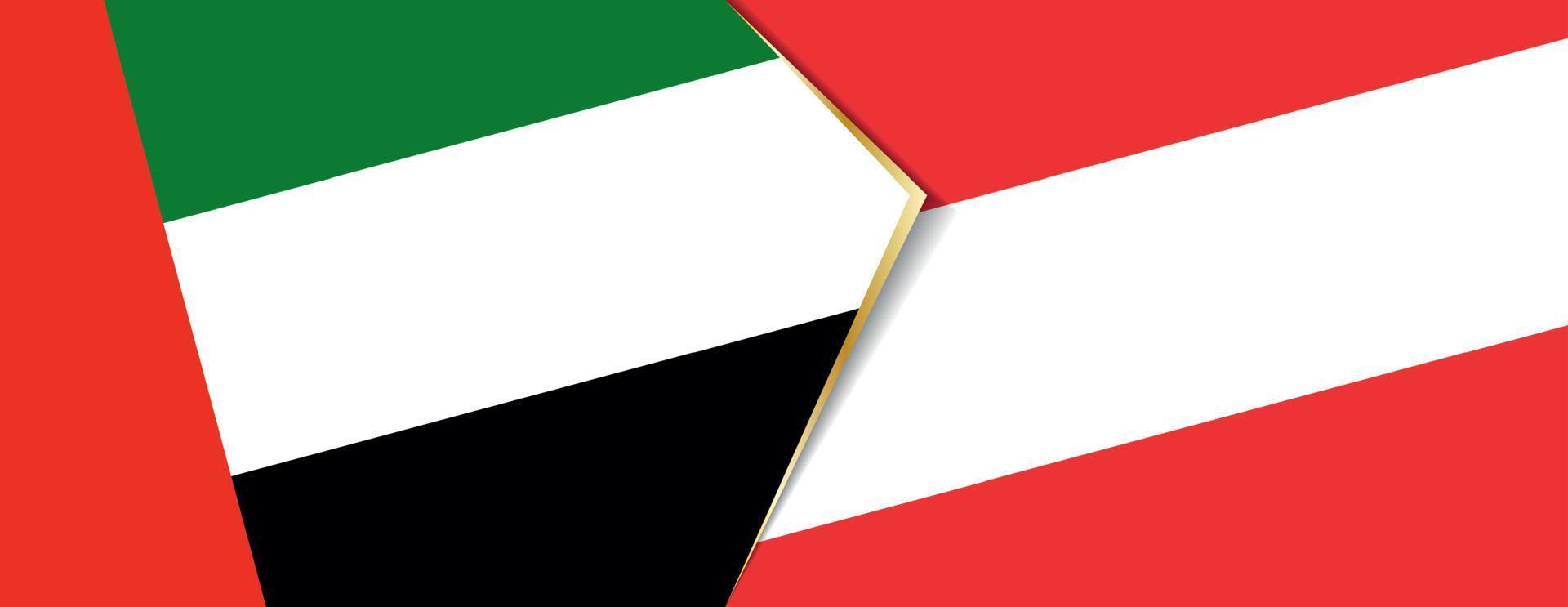 United Arab Emirates and Austria flags, two vector flags.