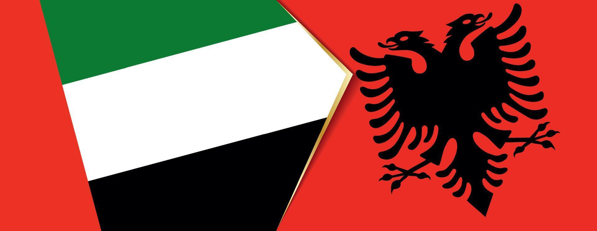 United Arab Emirates and Albania flags, two vector flags.