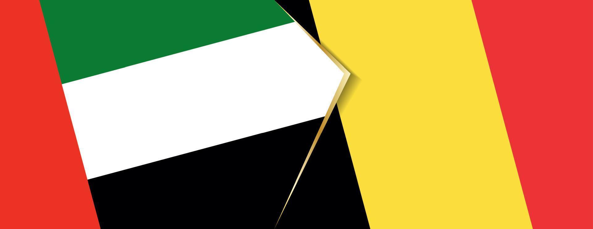 United Arab Emirates and Belgium flags, two vector flags.