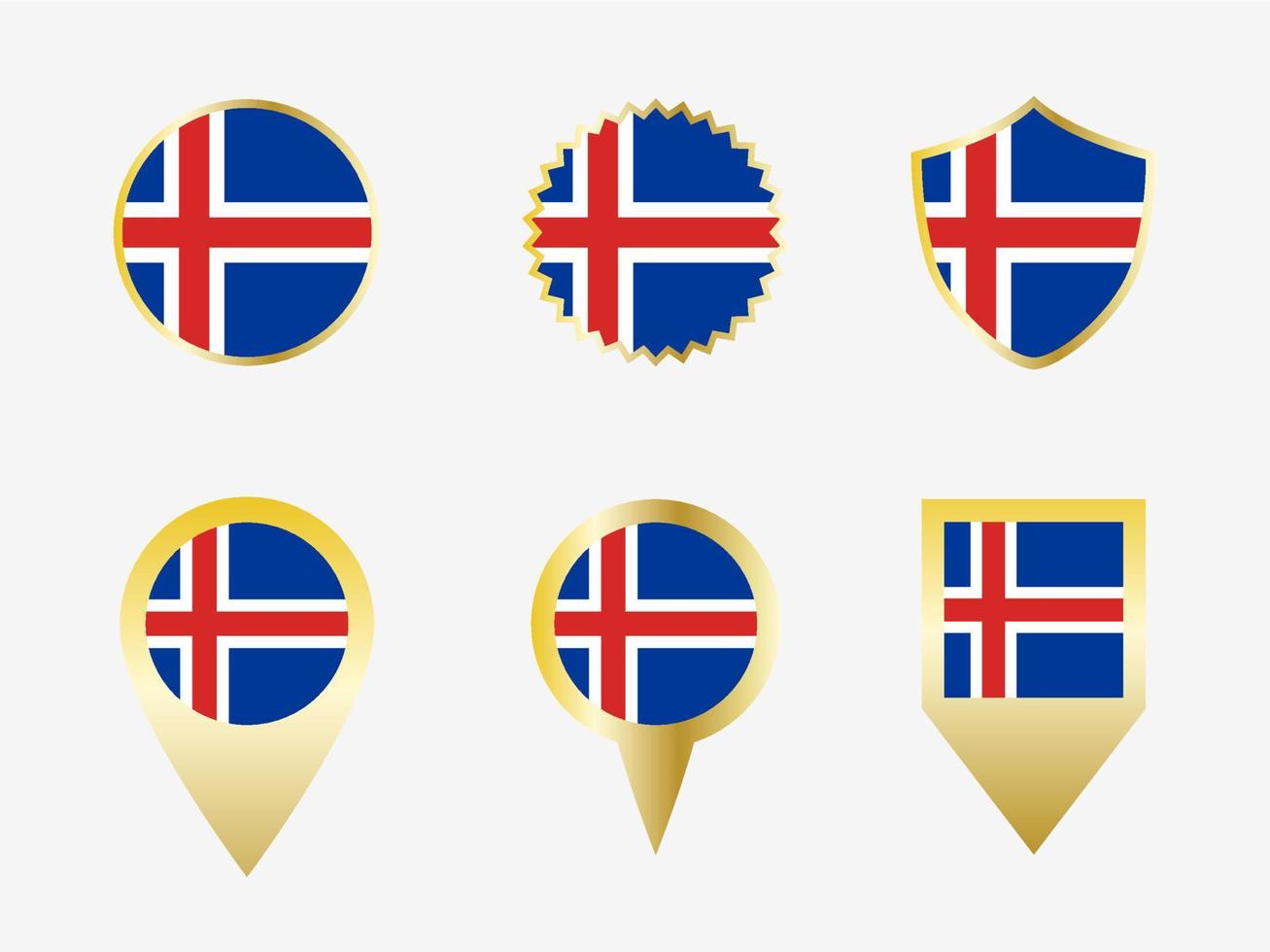 Vector flag set of Iceland.