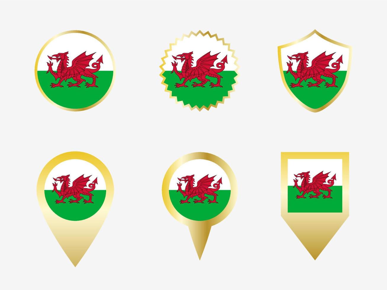 Vector flag set of Wales.
