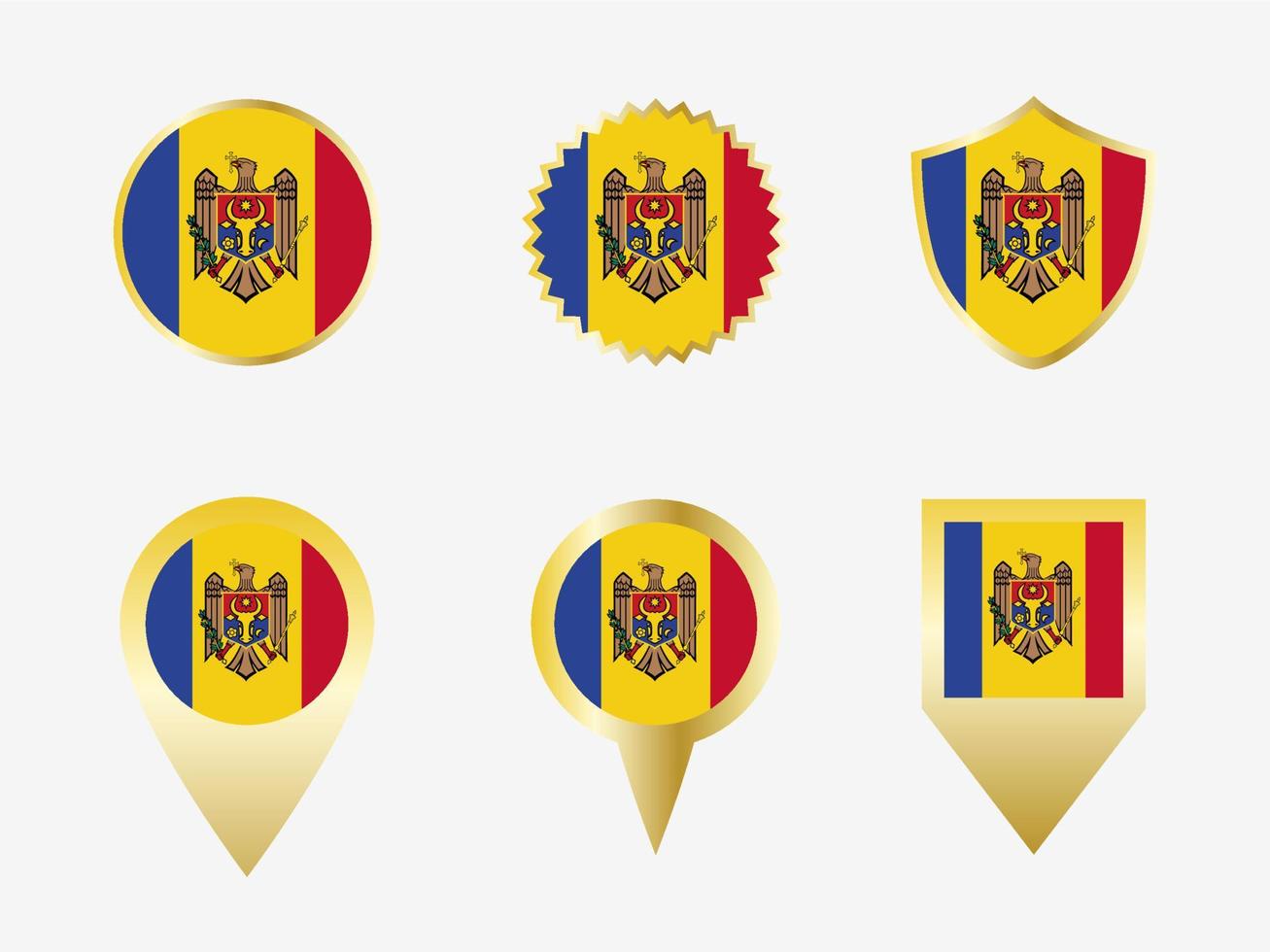 Vector flag set of Moldova.