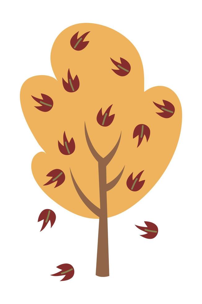 Cartoon tree illustration. Vector illustration of autumn trees on a white background.