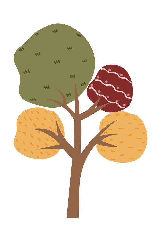 Cartoon tree illustration. Vector illustration of autumn trees on a white background.