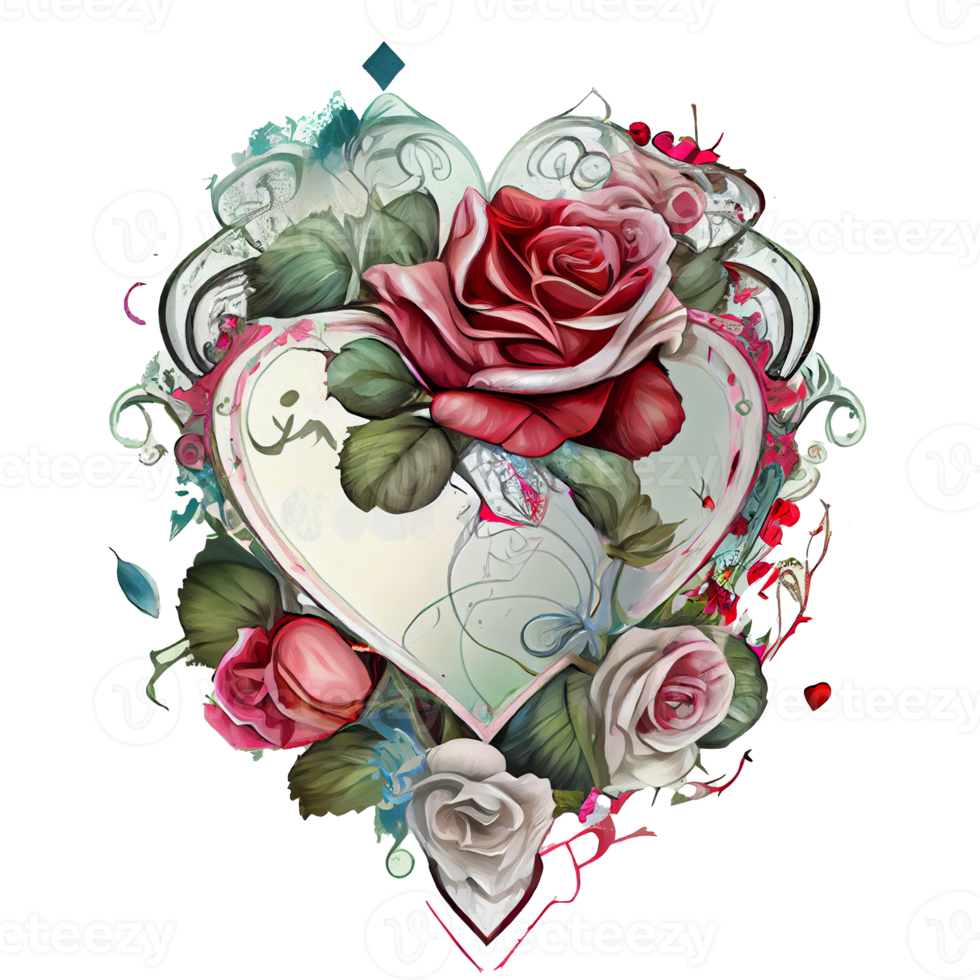 rose heart fantasy . AI Generated png