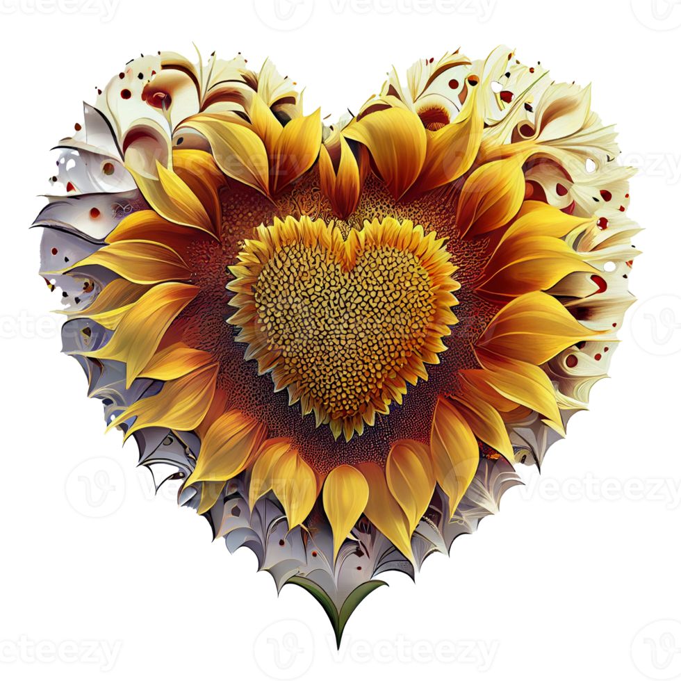 unflower art fantasy heart . AI Generated png