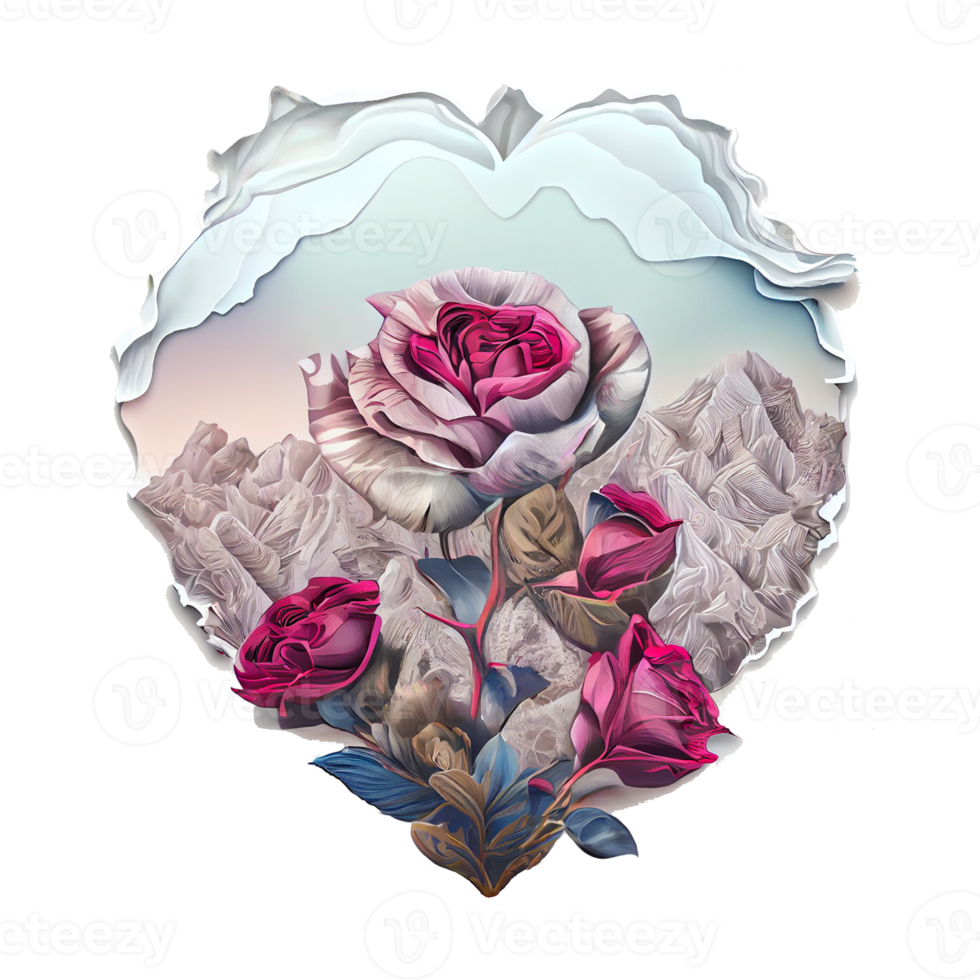 rose heart fantasy . AI Generated png