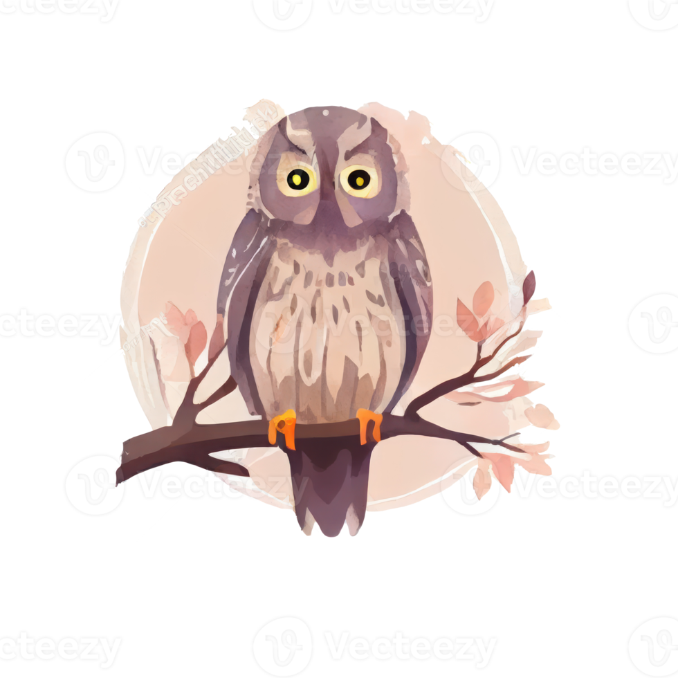 Vintage Watercolor owl . AI Generated png