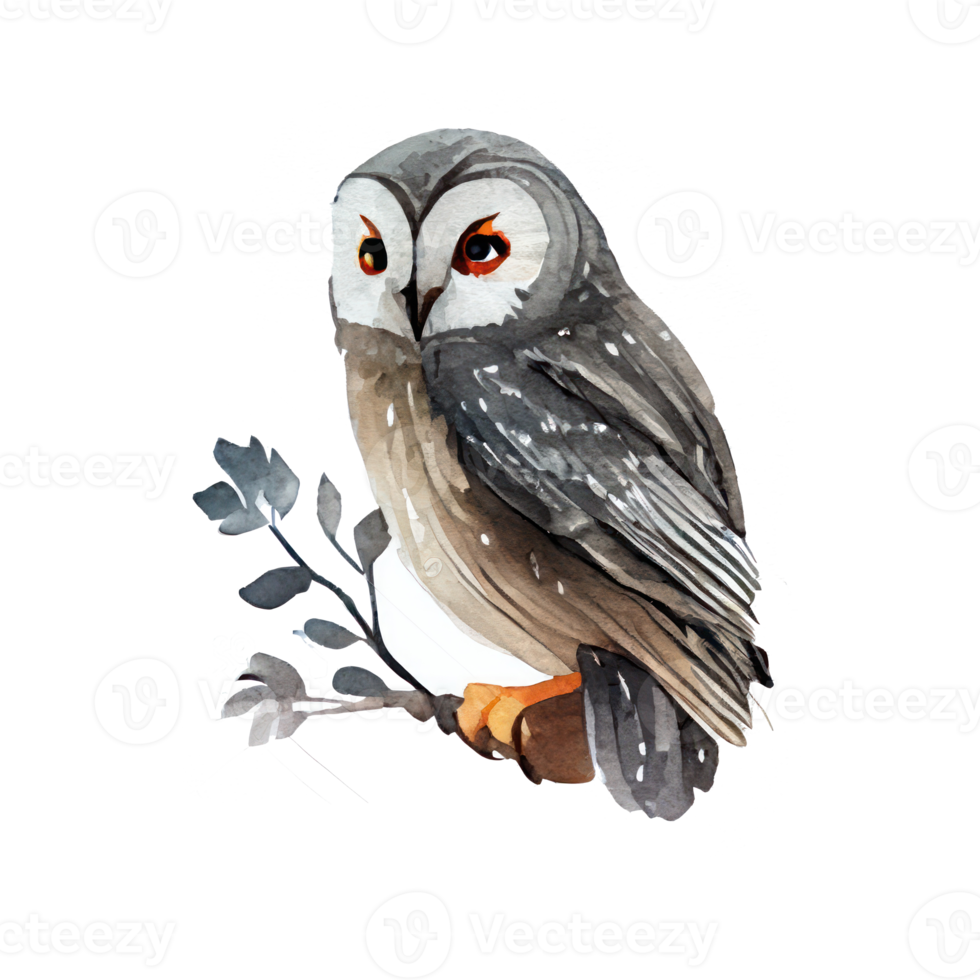 Vintage Watercolor owl . AI Generated png