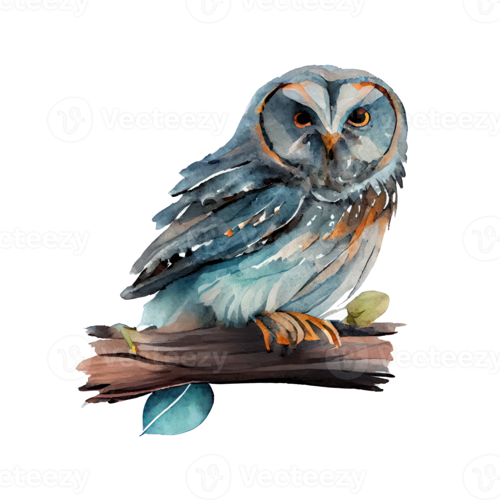 Vintage Watercolor owl . AI Generated png