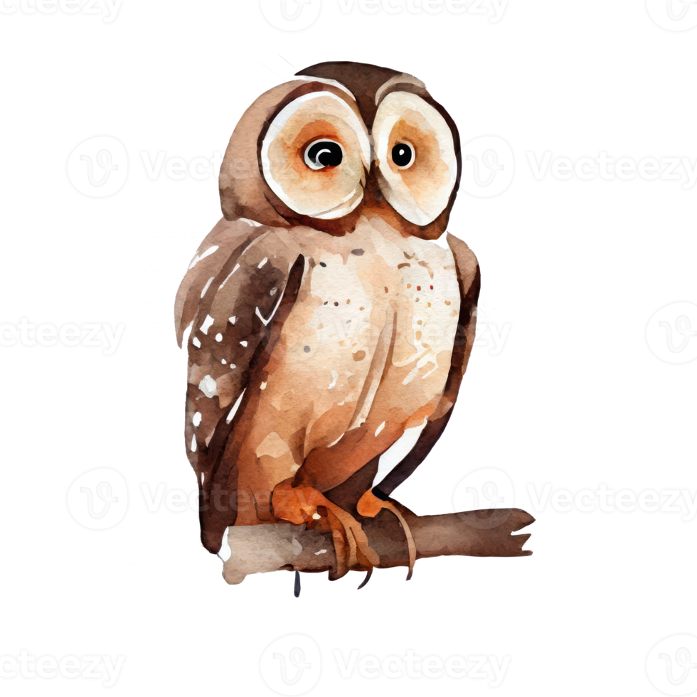 Vintage Watercolor owl . AI Generated png