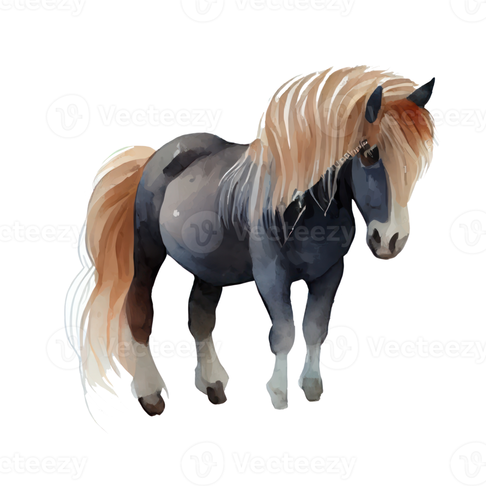 Vintage Watercolor Pony . AI Generated png