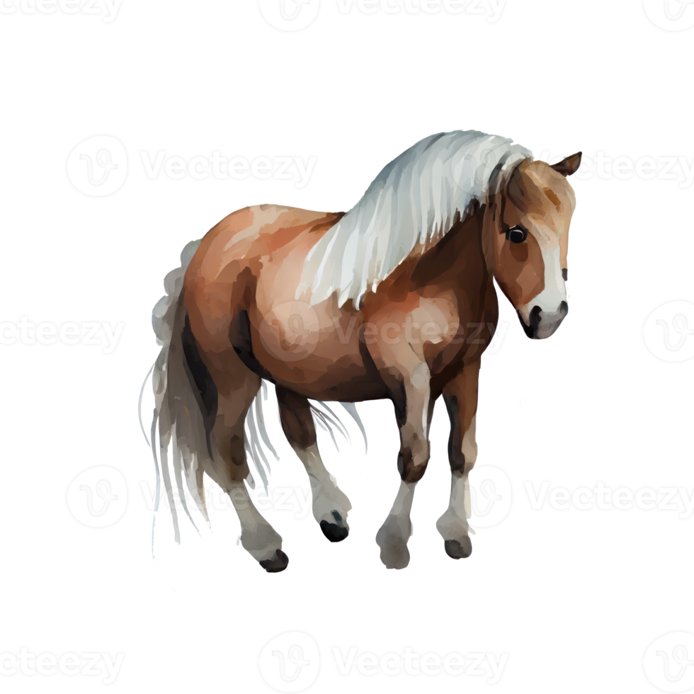 ancien aquarelle poney . ai généré png