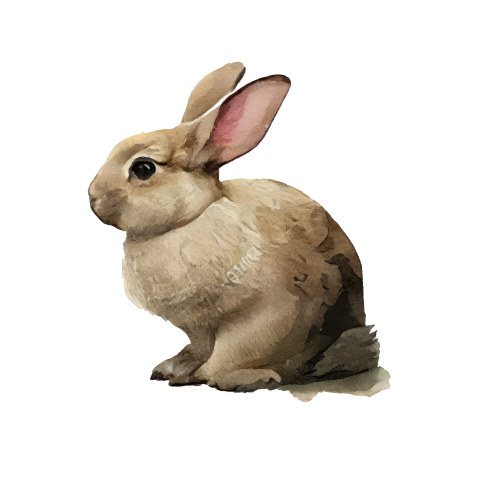 Vintage Watercolor Rabbit . AI Generated png