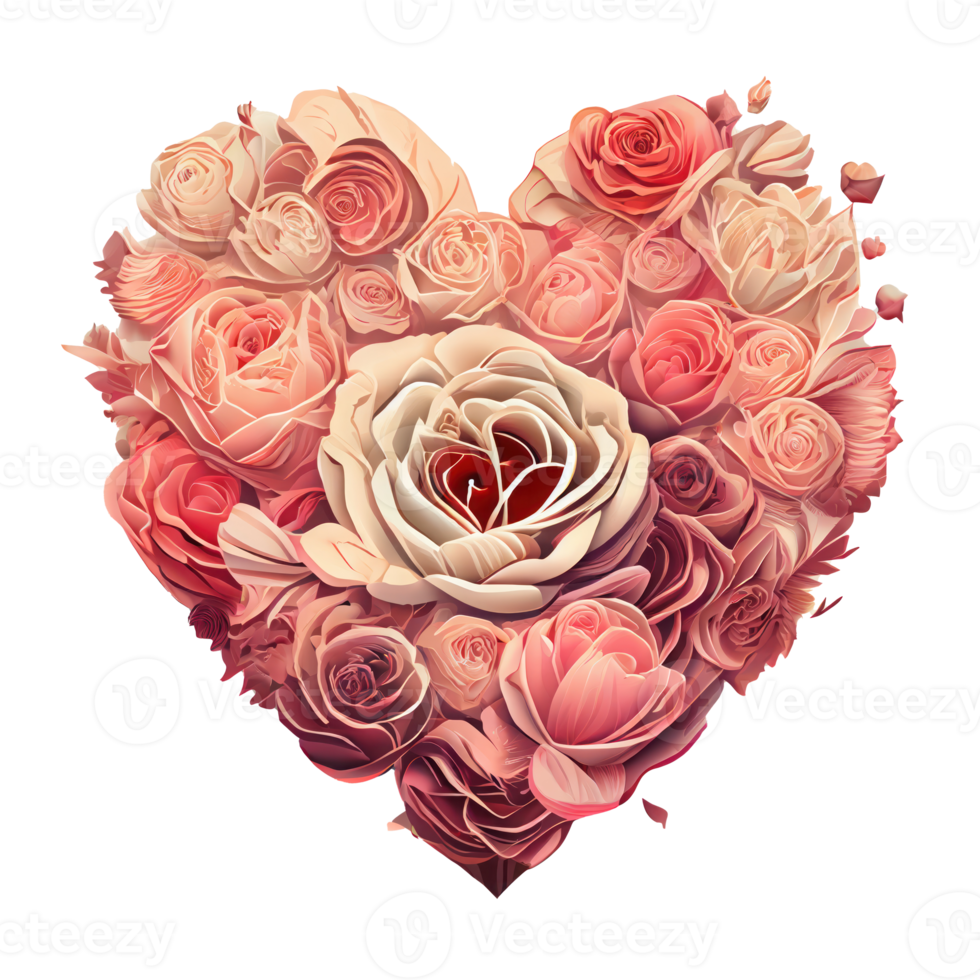 roses inside a heart . AI Generated png