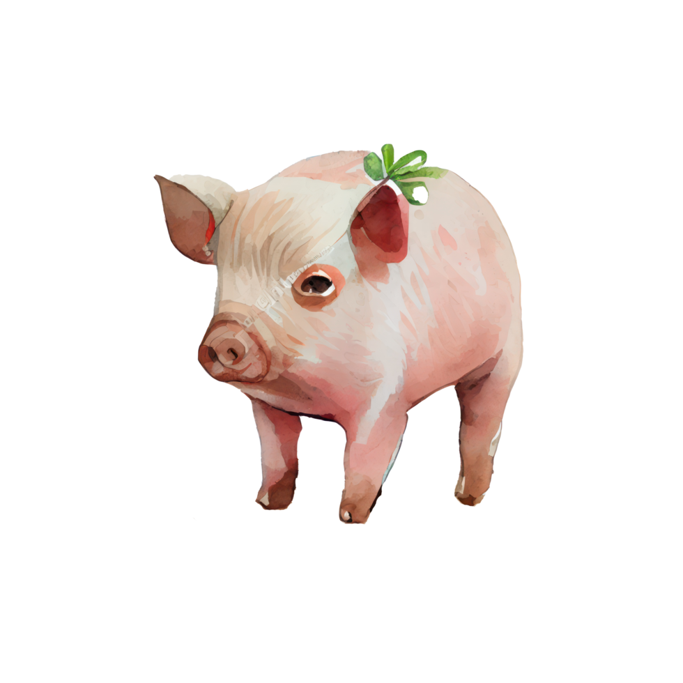 Watercolor Pig . AI Generated png