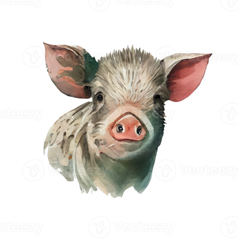 Watercolor Pig . AI Generated png