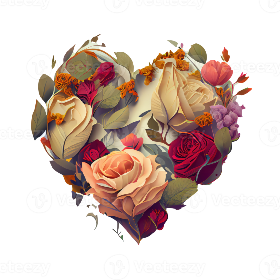 roses inside a heart . AI Generated png