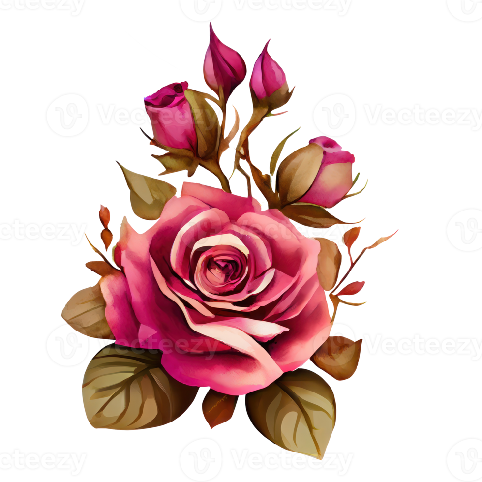 watercolor roses . AI Generated png