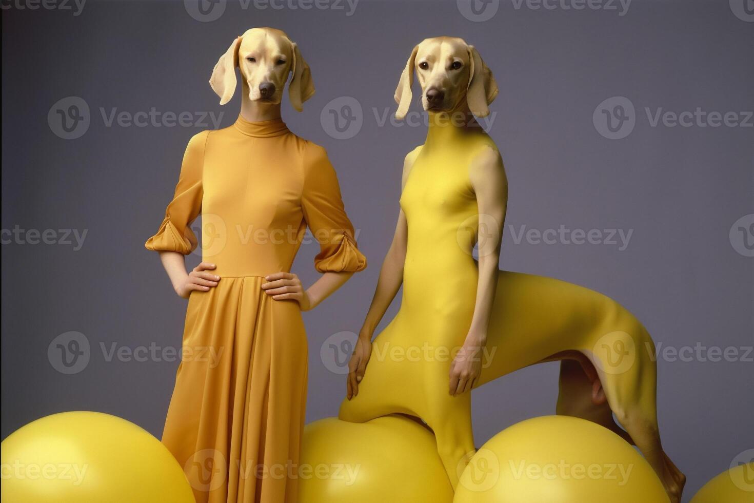 Weimaraner dogs in futuristic style photo