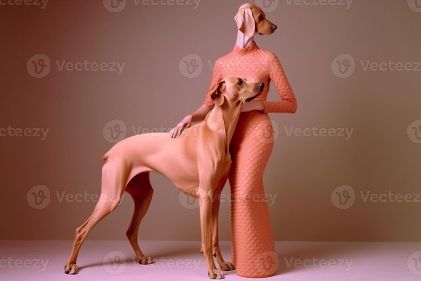 Weimaraner dogs in futuristic style photo
