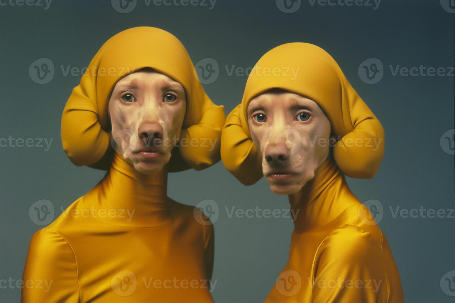 Weimaraner dogs in futuristic style photo