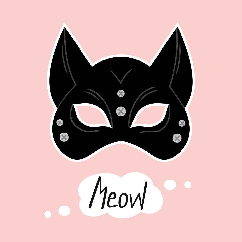 Cat mask, meow. Illustration for printing, backgrounds, covers and
