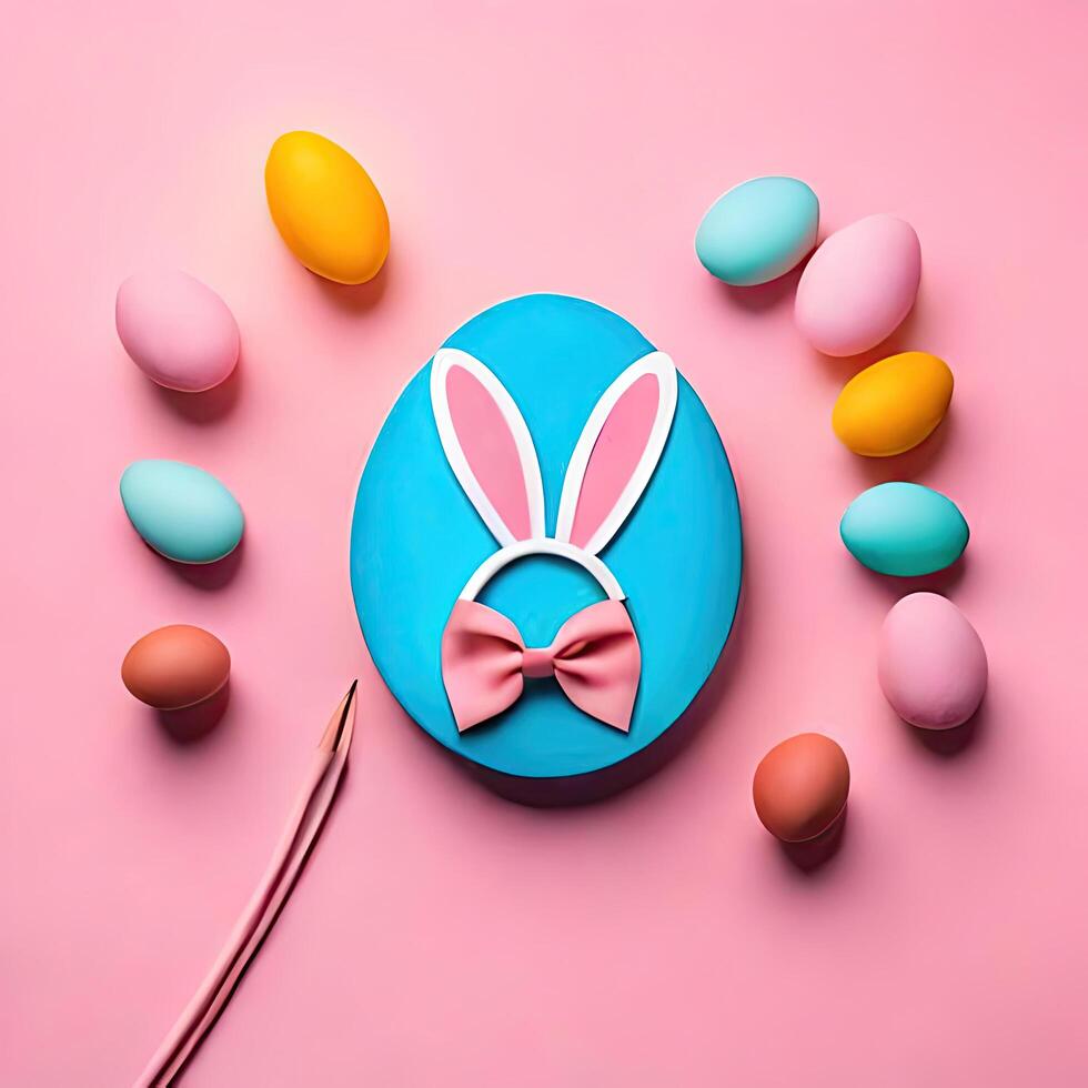 Easter Bunny and colorful eggs illustration photo