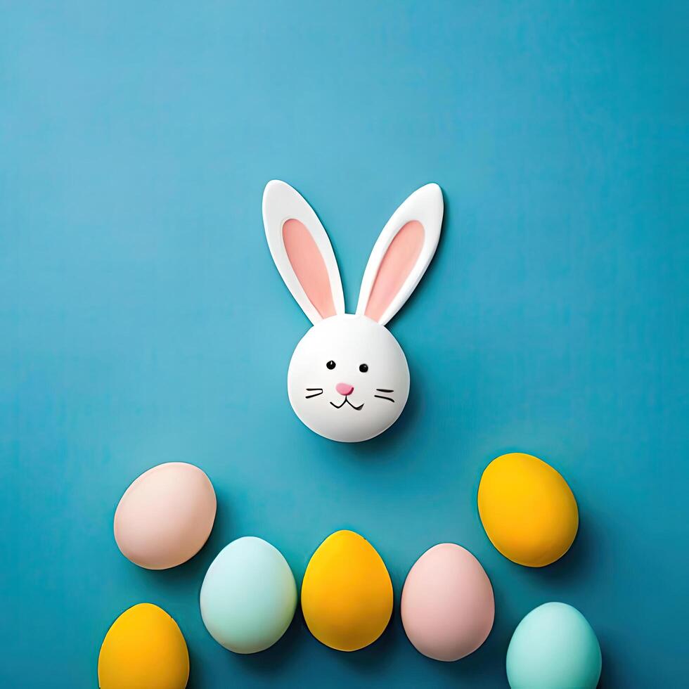 Easter Bunny and colorful eggs illustration photo