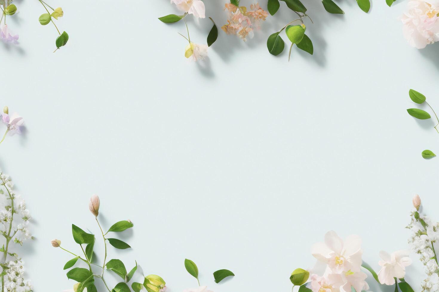 The spring flower frame mockup with . photo