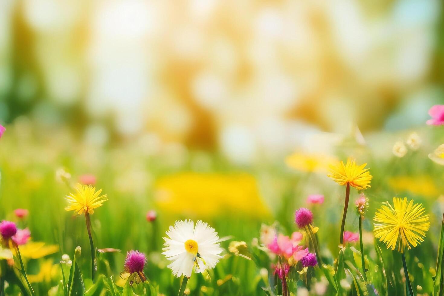 el diente de león en vistoso primavera naturaleza con ai generado. foto