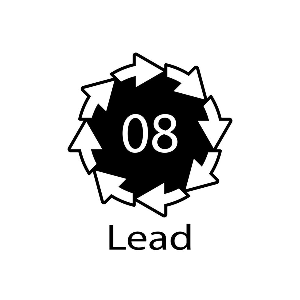 Battery recycling symbol 8 Lead , battery recycling code 8 Lead vector