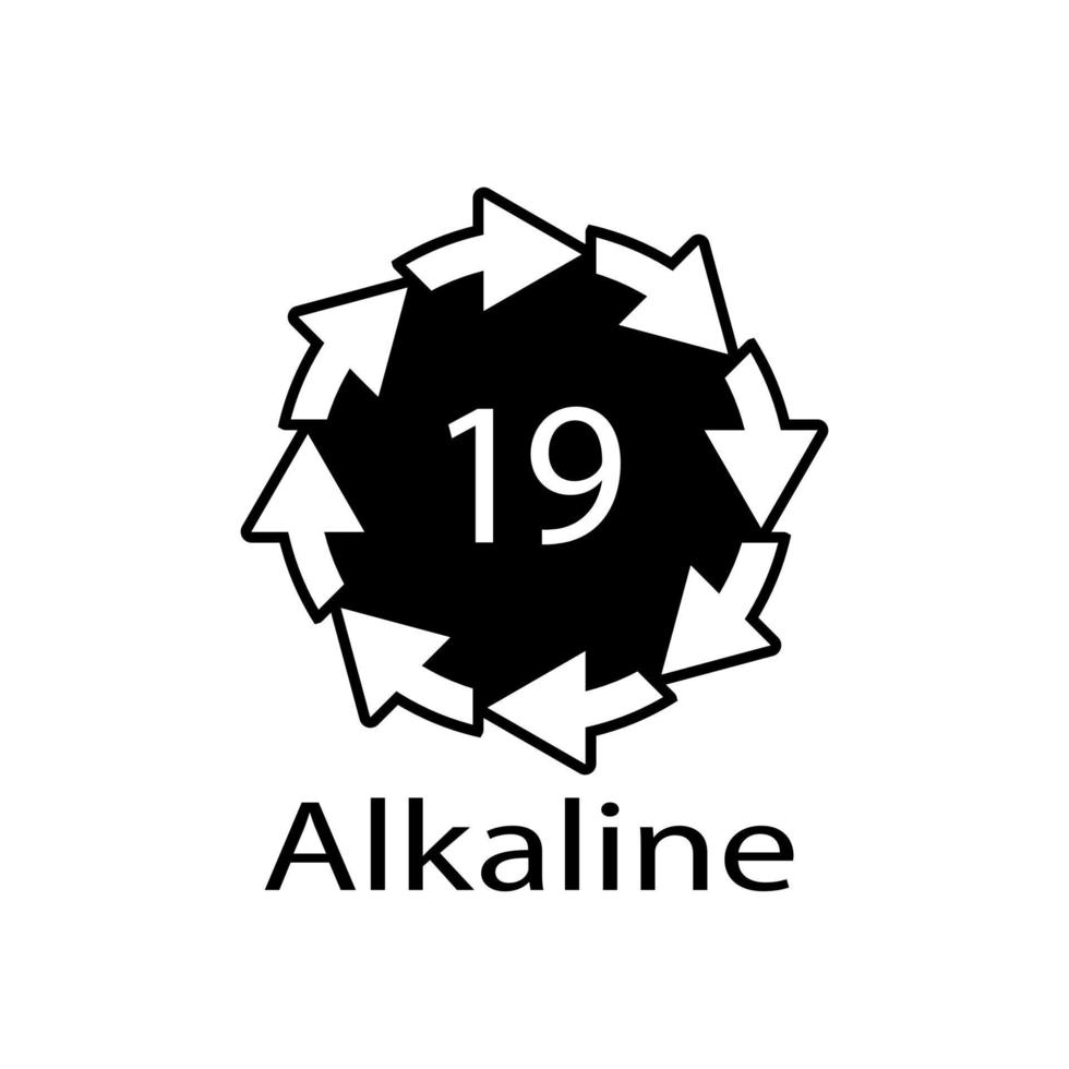 Battery recycling code Alkaline 19 . Vector illustration
