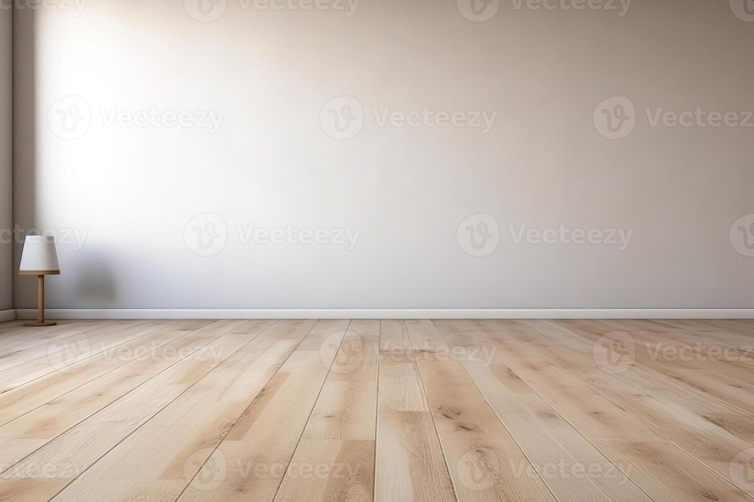 Close Up of An Empty Room White Wall and Wooden Floor Texture Illustration Background Mock Up with photo