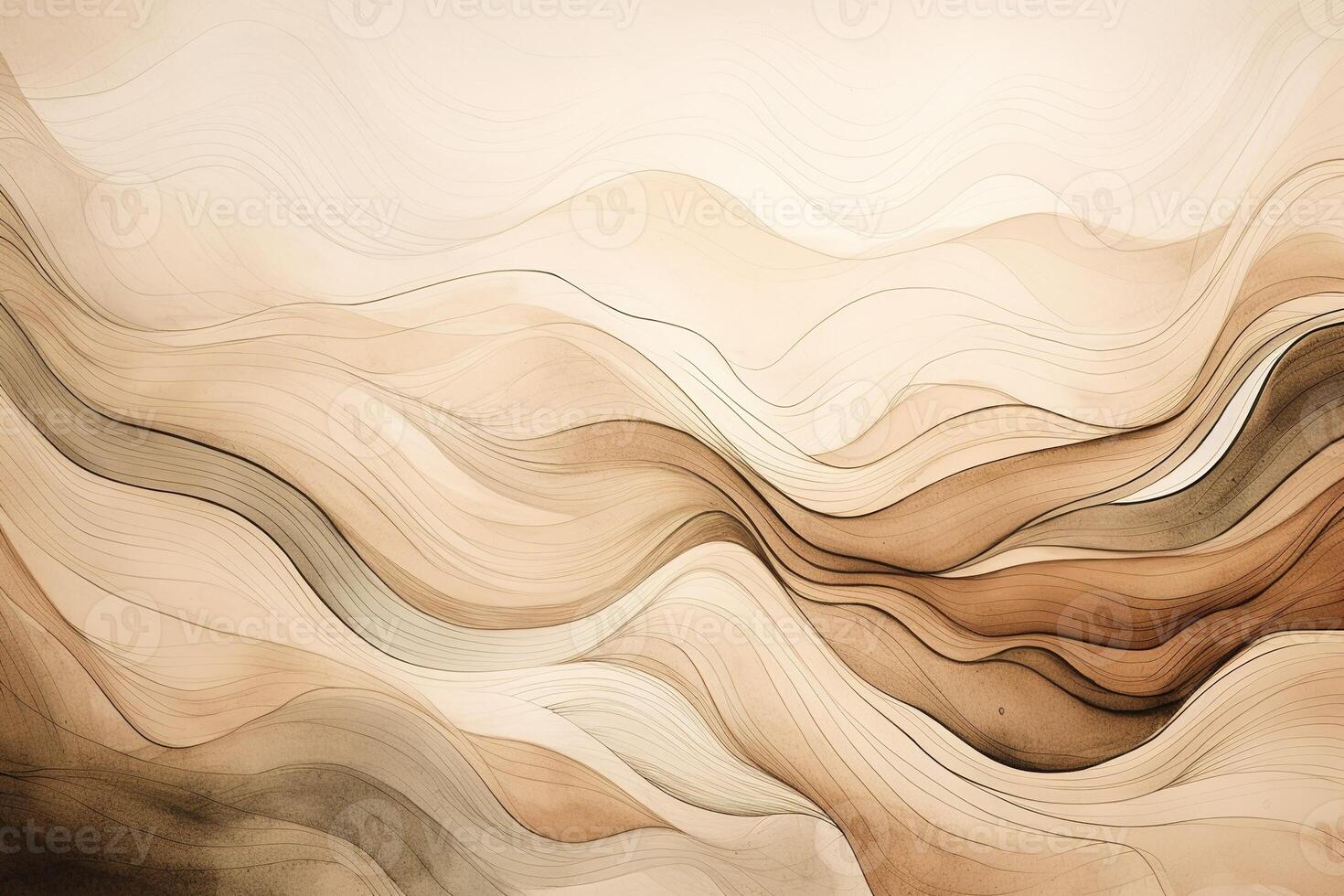 Minimalist Abstract Line Beige Color Illustration Background with photo
