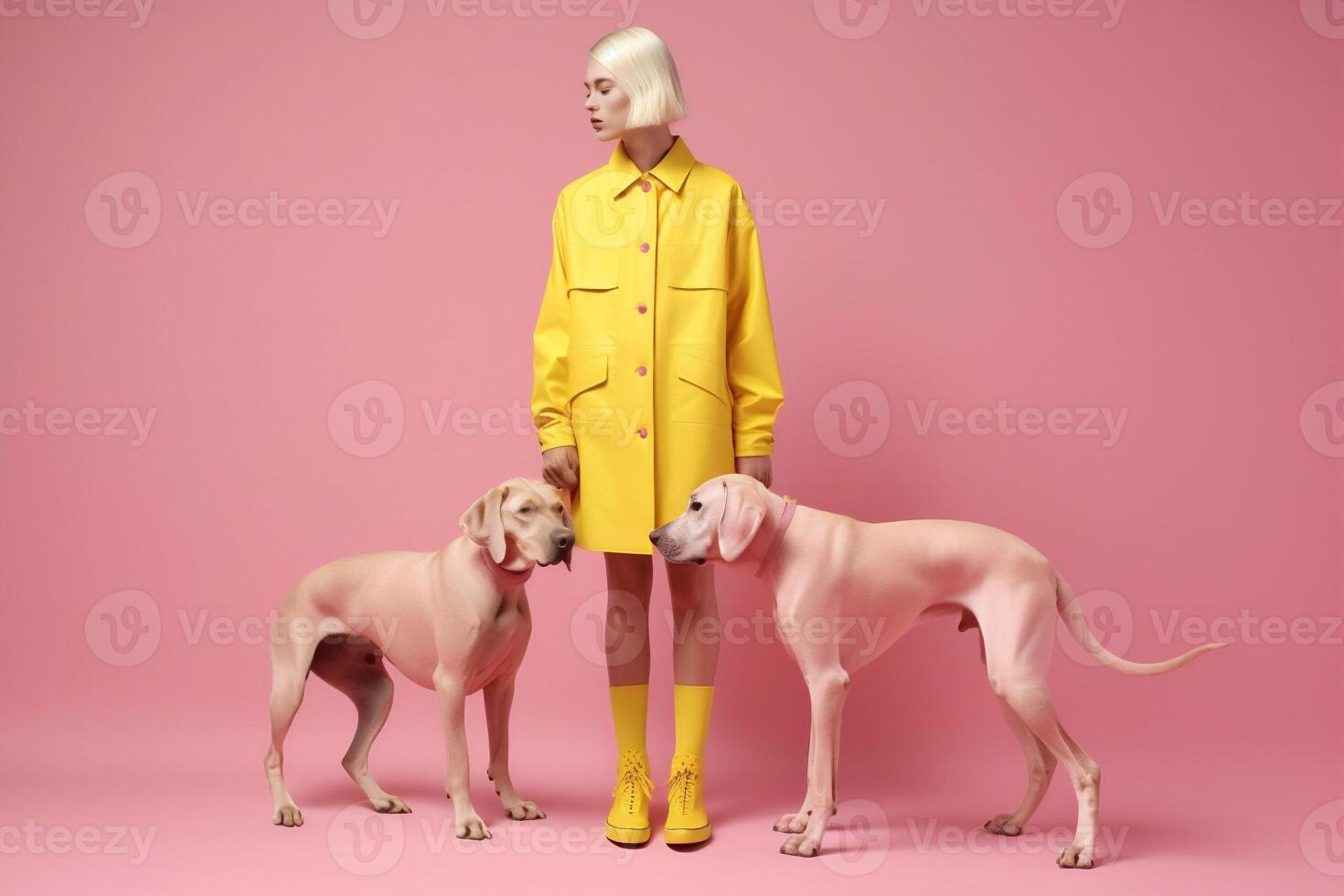 woman with dogs n futuristic style photo