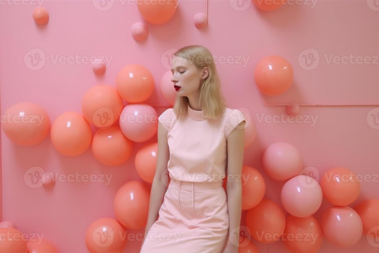 woman with balloons photo
