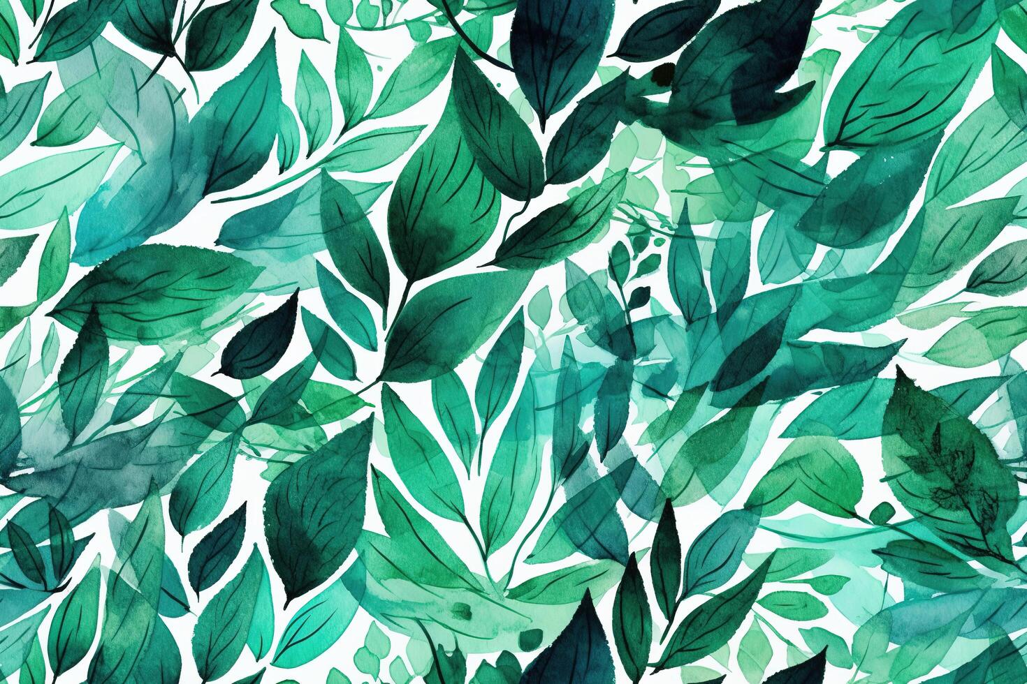 Watercolor Green Leaf Seamless Pattern with photo
