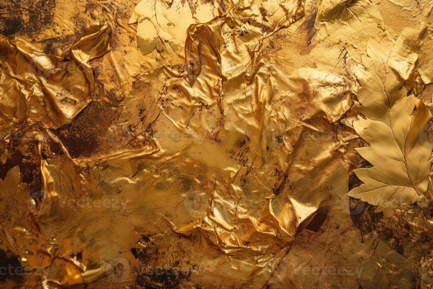 Gold Leaf Foil Texture Illustration Background with photo