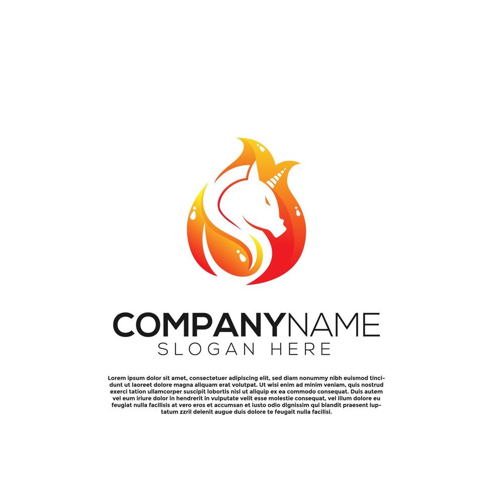 Vector vector fire unicorn creative logo concept. Logo design inspiration