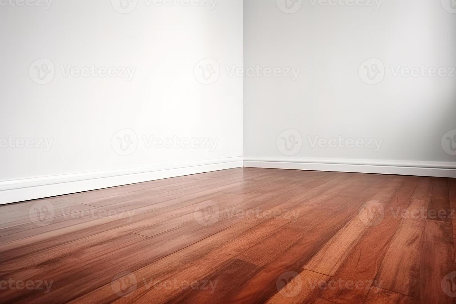 Close Up of An Empty Room White Wall and Wooden Floor Texture Illustration Background Mock Up with photo