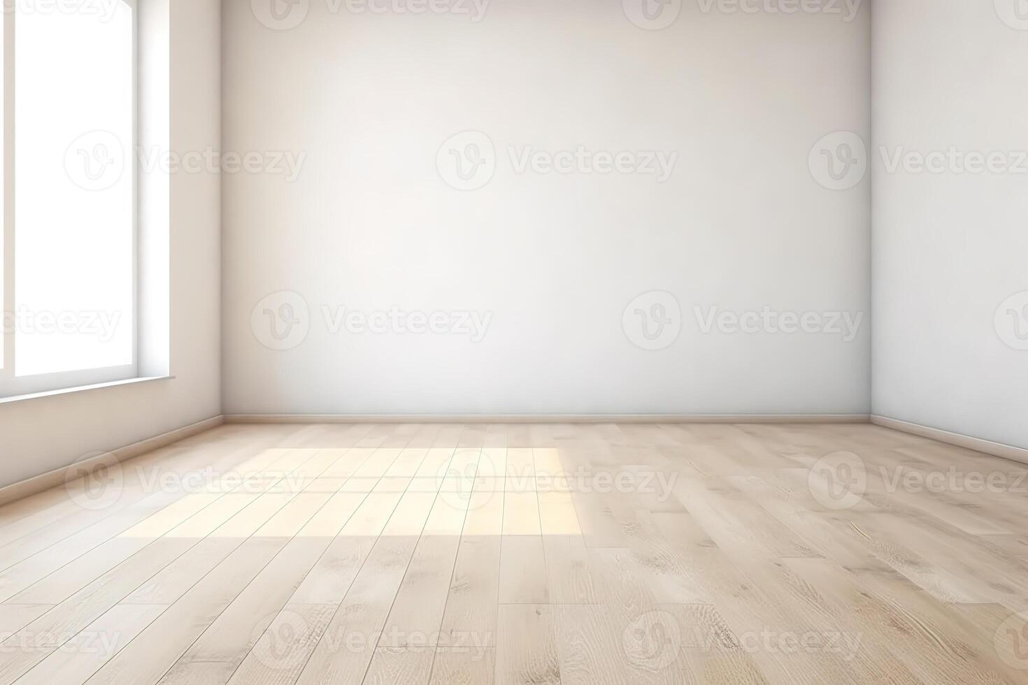 Close Up of An Empty Room White Wall and Wooden Floor Texture Illustration Background Mock Up with photo
