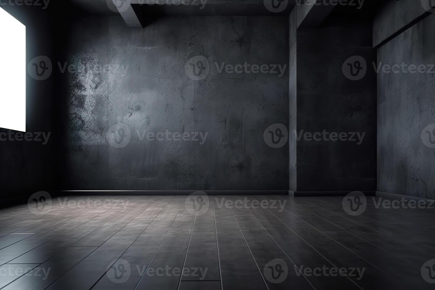 Close Up of An Empty Room Dark Wall and Floor Texture Illustration Background Mock Up with photo