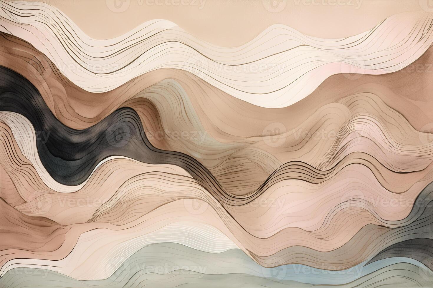 Minimalist Abstract Line Beige Color Illustration Background with photo